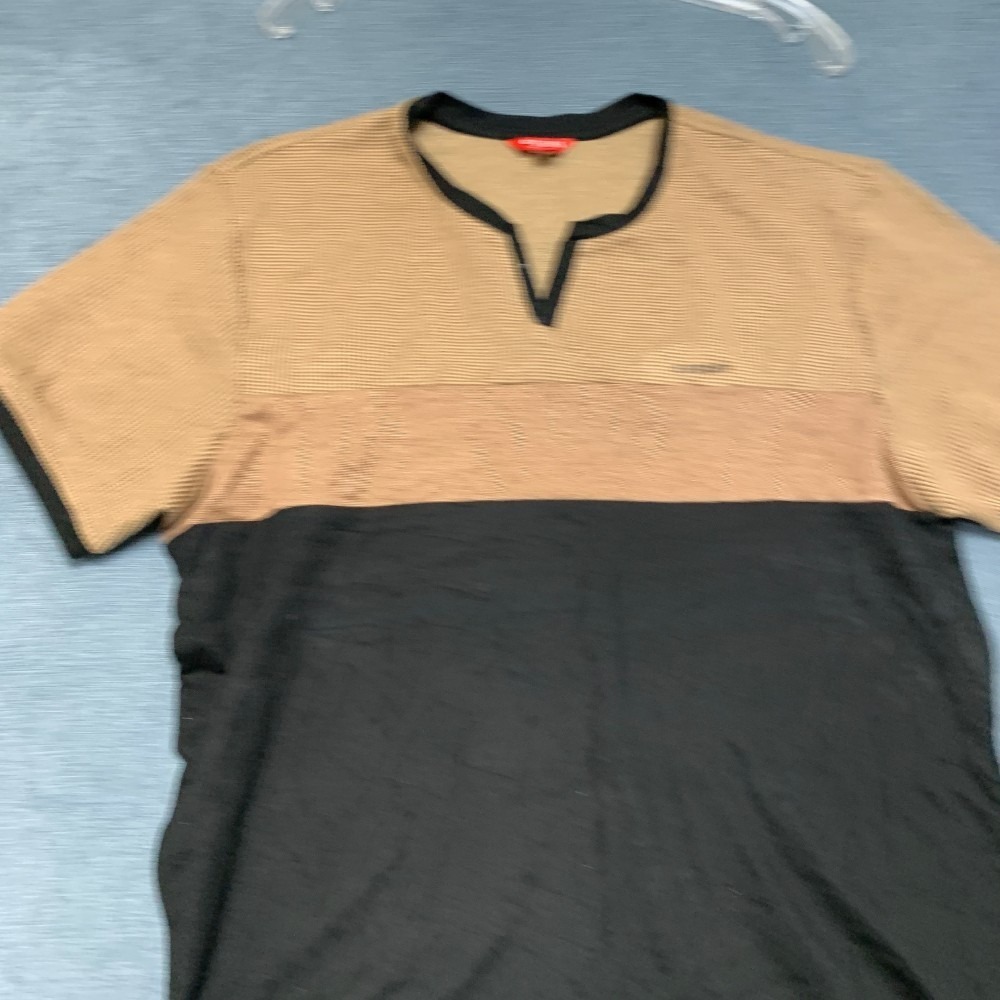 Guess Los Angeles T Shirt Mens Large Beige Black Colorblock Knit Summer Wear Tee - Picture 5 of 12